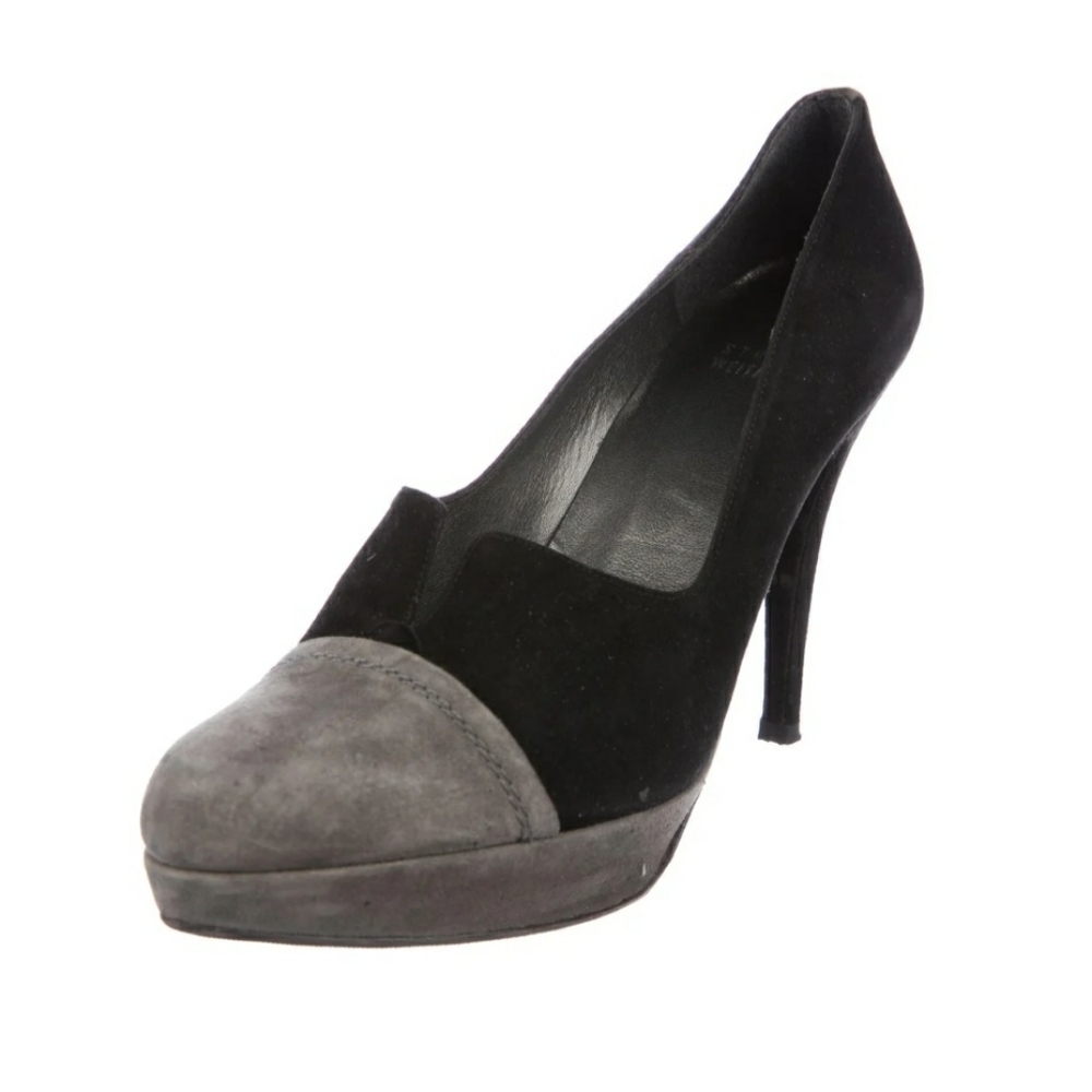Stuart Weitzman Black & Gray Suede Platform Heels - image 2